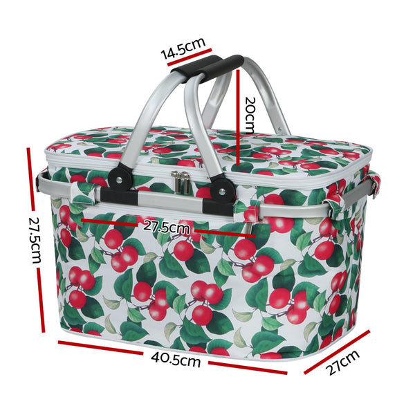 Alfresco Picnic Basket Folding Bag Hamper Insulated Food Cover Storage
