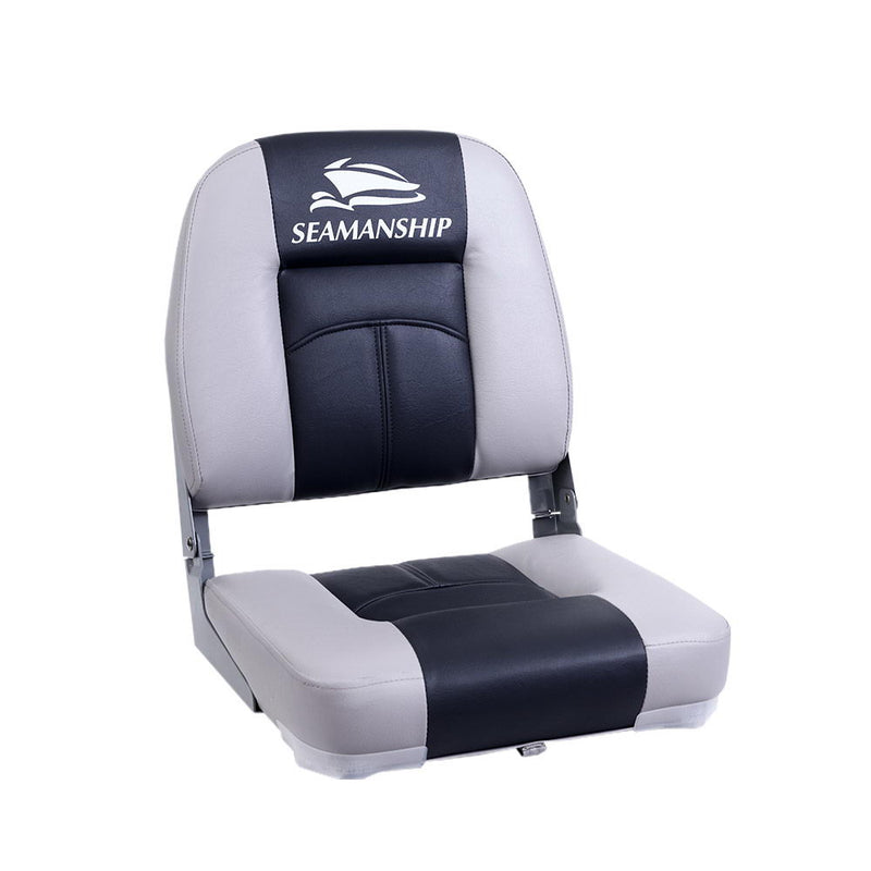 Seamanship 2X Folding Boat Seats Marine Swivel Low Back 10cm Padding Charcoal