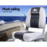 Seamanship 2X Folding Boat Seats Marine Swivel Low Back 10cm Padding Charcoal