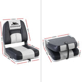 Seamanship 2X Folding Boat Seats Marine Seat Swivel Low Back 10cm Padding Grey