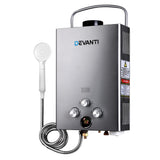 Devanti Portable Gas Water Heater 8L/Min LPG System Grey