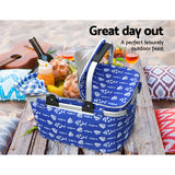 Alfresco Picnic Basket Folding Bag Hamper Food Insulated Cover Storage