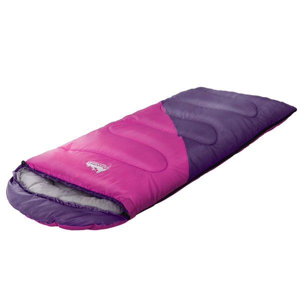 Weisshorn Sleeping Bag Kids Single 172cm Thermal Camping Hiking Pink