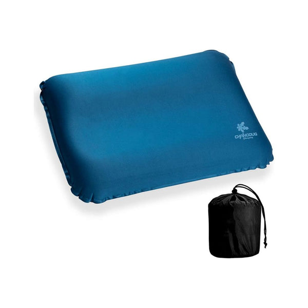 Self Inflating Camping Pillow with Ergonomic 4D Support - Blue