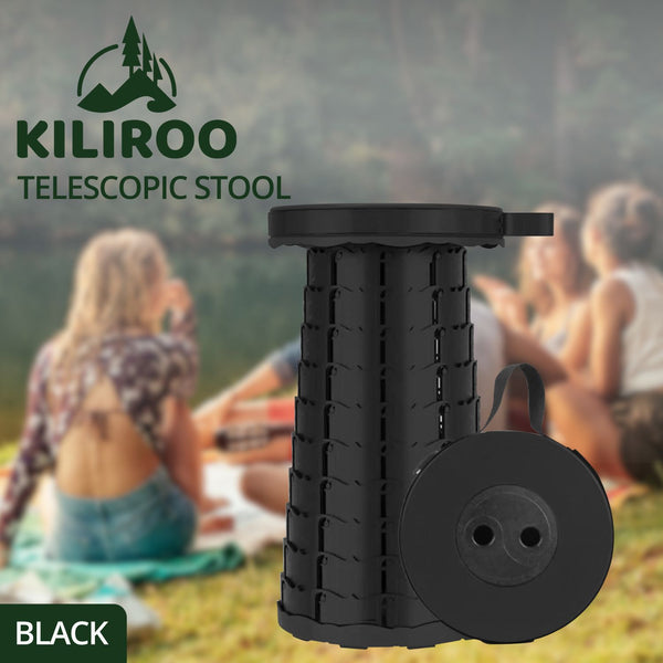 KILIROO Portable Telescopic Folding Stool (Black) KR-TFS-100-XH