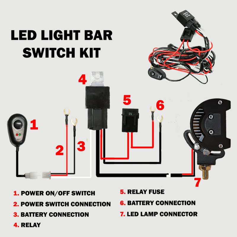 2way LED Universal Driving light Wiring Loom Harness 12V 24V 40A Relay Switch